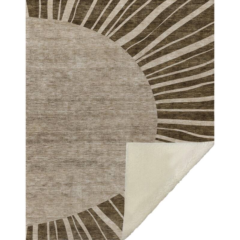 Premium Machine Washable Modern Sun Sherpa Throw Blanket