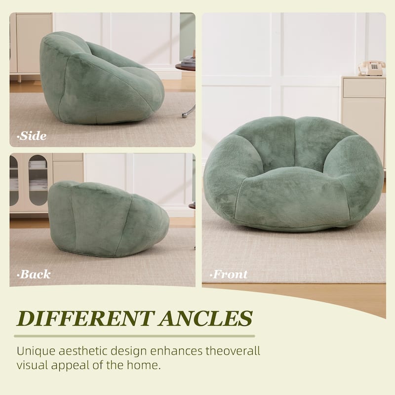 HOMEFUN Fabric Upholstered Oversized Round Comfy Bean Bag Lazy Sofa for Living Room