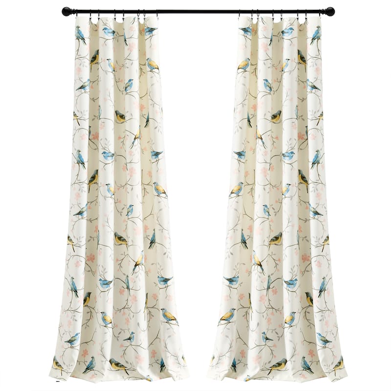 Lush Decor Botanical Bird And Flower Light Filtering Window Curtain ...