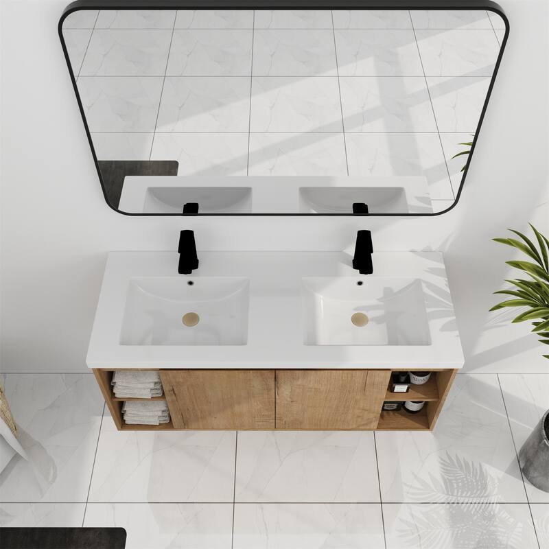47.6" Wall Mounted Bathroom Vanity With Double Sink