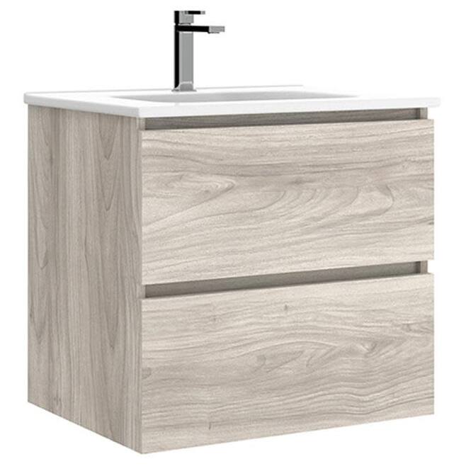 WS Bath Collections Flora C60 Flora 24" Wall Mounted Single Basin - Grey Pine
