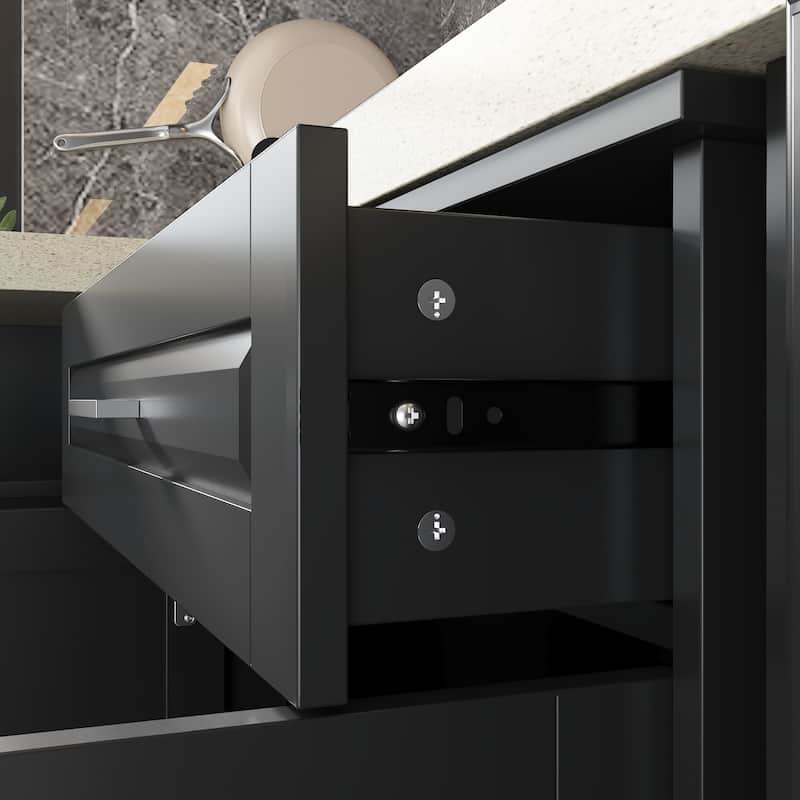 Efficient Corner Kitchen Cabinet L-Shape Kitchen Island: Ample Storage with Smooth - sliding Drawers,UV Countertop