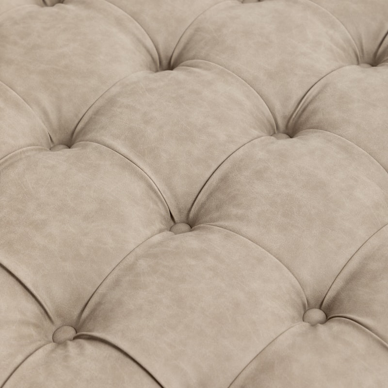 SEYNAR 29.5''Modern PU Leather Round Storage Ottoman with Wood Legs