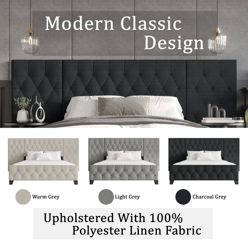 CraftPorch Modern Button Tufted Diamond Bed