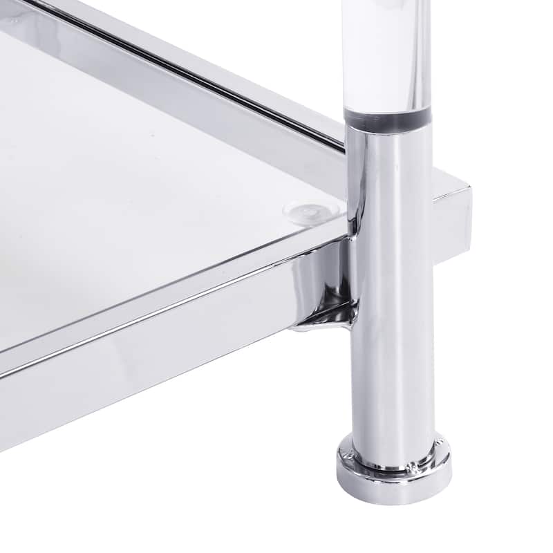 43.31"Chrome Glass Sofa Table,Acrylic Side Table,Console Table for Living Room,Bedroom