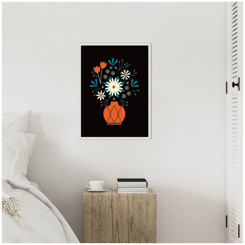 Kate and Laurel Sylvie Floral Red Vase Framed Canvas by Amber Leaders