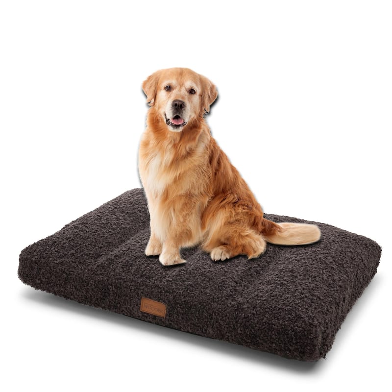 Orthopedic Pet/Dog Bed "Teddy" - M, Fluffy Dark Grey Removable & Washable Cover