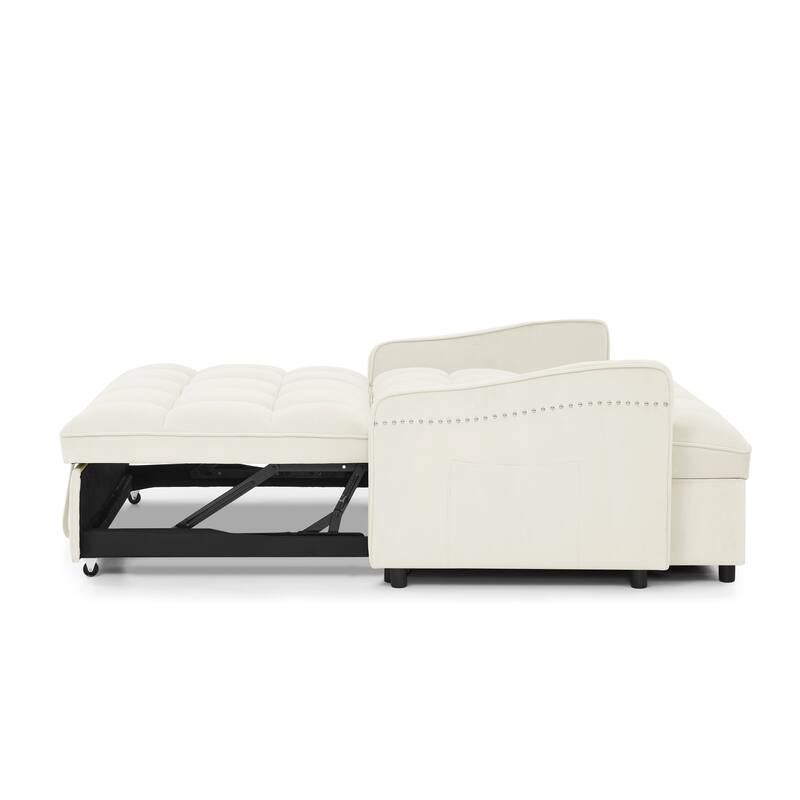 Modern Loveseat Sofa Bed With Pull-out Bed,TypeC and USB Charging