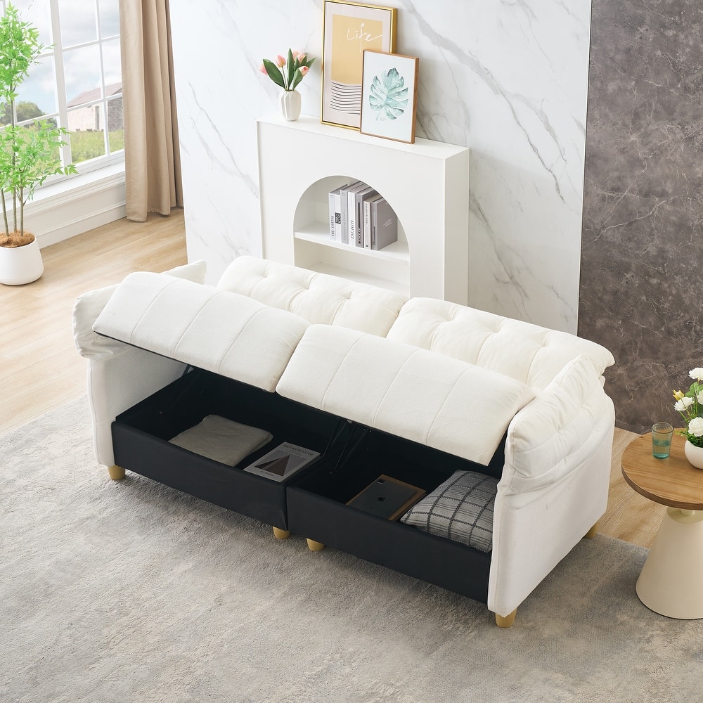 Cloud Loveseat Sofa, Futon Sofa with Storage Space, Straight-Line Sofa with Upholstered Backrest 2-Seat Armchair
