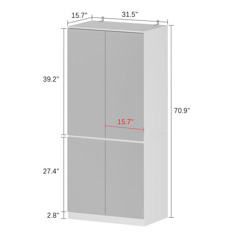 White Large Modular Modern High Gloss Wardrobe Armoire Mirrored Doors