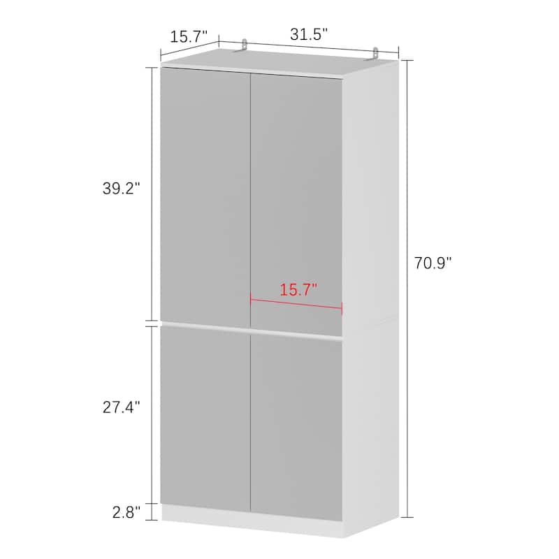 White Large Modular Modern High Gloss Wardrobe Armoire Mirrored Doors