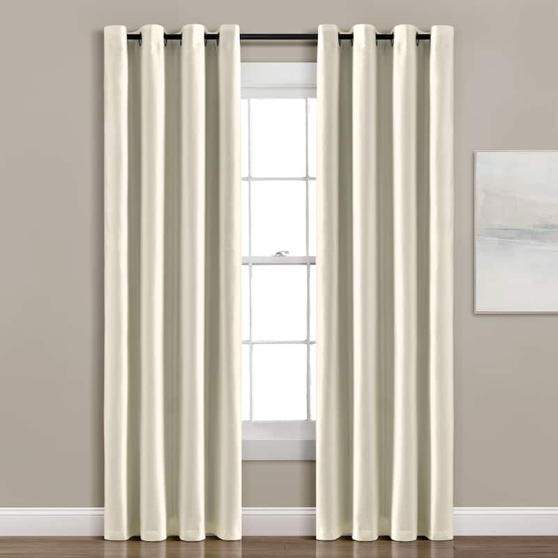 Lush Decor Insulated Grommet Blackout Faux Silk Window Curtain Panel - 95 Inches - Ivory