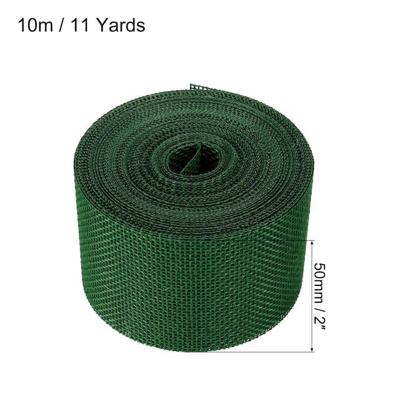 Burlap Fabric Ribbon, Wired Jute Crafts Roll for Wrapping Decoration - Green