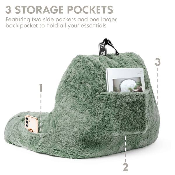 dimension image slide 20 of 25, Empyrean Furs Reading Pillows for Sitting in Bed Adult & Kids, Sit Up Back Support Pillow for Bed Rest