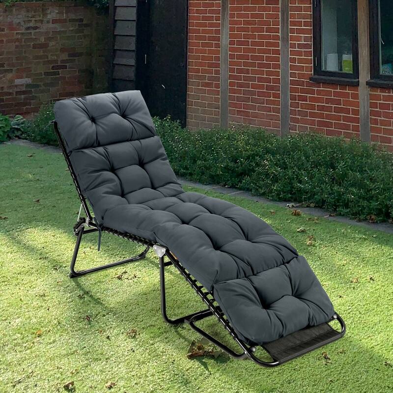 73" Comfortable Lounge Chair Cushion with Head Pillow and Waterproof for Outdoor or Indoor Use - 73'' x 22'' x 4'' (L x W x H)