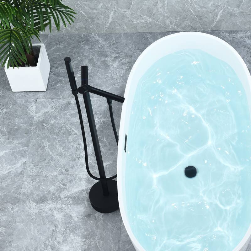 Altair Brulon Double Knob Handle Freestanding Floor Mounted Tub Filler with Handshower