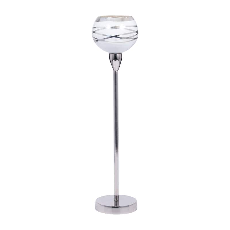 Sagebrook Home Modern Neutral White/silver Votive Classic and Sophistication Glass Candle Holder - 5" x 5" x 19"