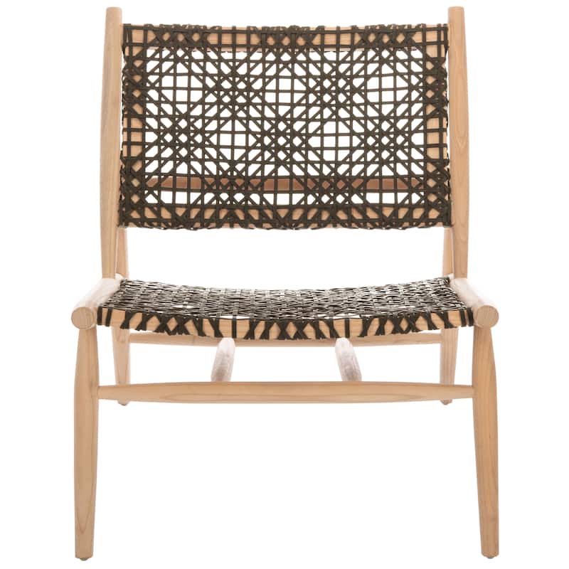 SAFAVIEH Bandelier Open Leather Weave Squared Accent Chair. - 26" W x 32" D x 31" H