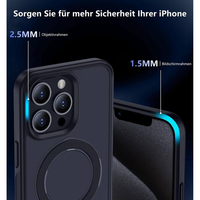 iPhone 14 Pro Max 360° Adjustable Stand with Camera Protection Compatible with MagSafe, Translucent Cover with Shockproof