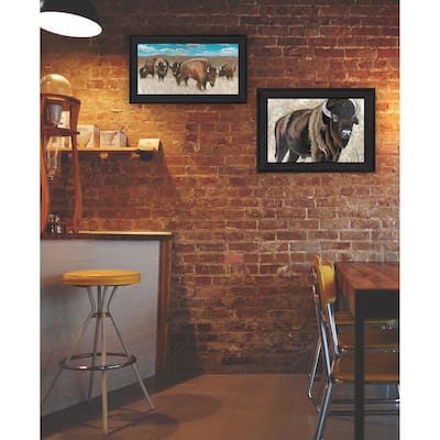 Trendy Decor 4U "The Boss of the Bison Herd" Printed Framed Wall Art by Cindy Jacobs