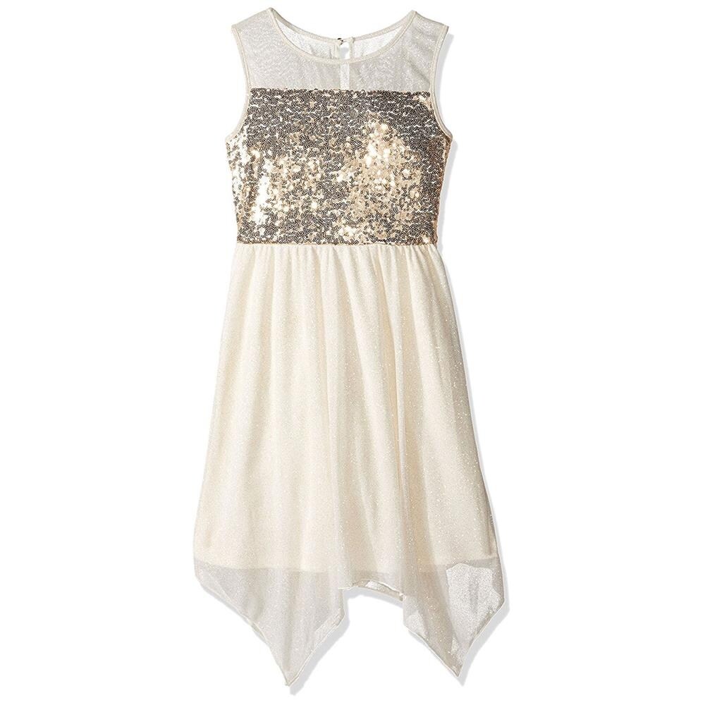 Shop My Michelle Girls 7 16 Sequin Illusion Dress Gold Free