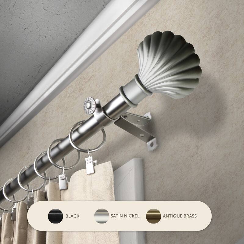 InStyleDesign Shelly Adjustable Curtain Rod - 28 to 48 inches - Satin Nickel