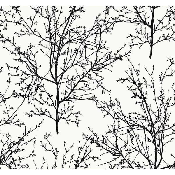 slide 2 of 5, Seabrook Designs Piety Winter Branches Unpasted Wallpaper 27 in. W x 27 ft. L - Onyx