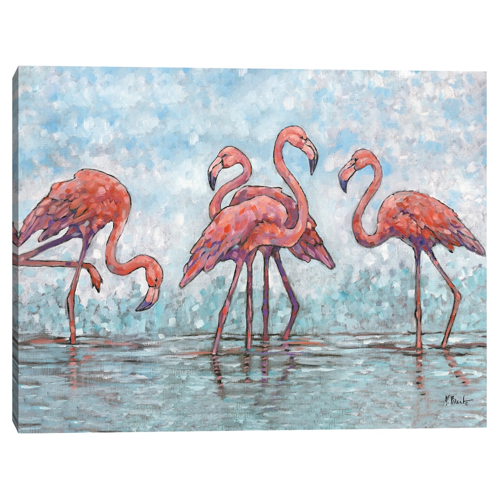 Impressions of Flamingos Horizontal by Paul Brent Canvas Art Print