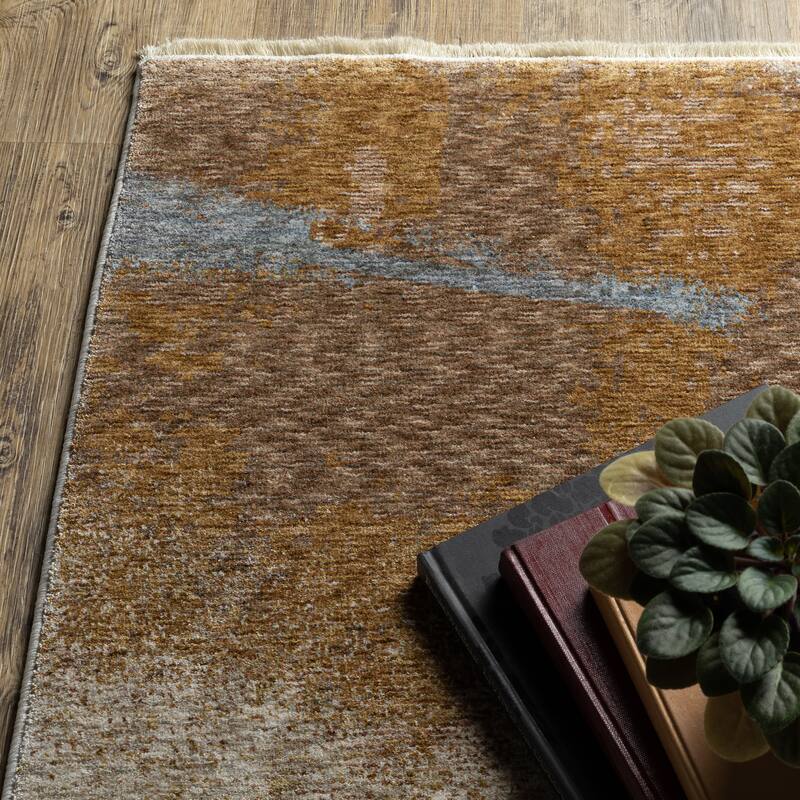 Style Haven Hendrix Soft Contemporary Abstract Beige/ Rust Fringe Edge Area Rug