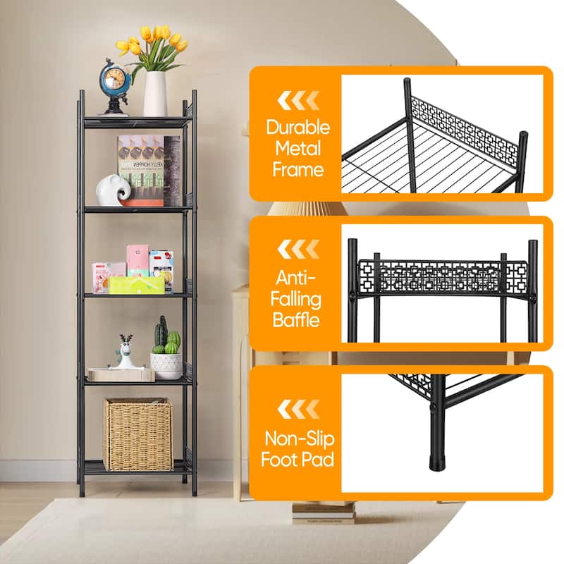5-Tier Bathroom Storage Shelf, Heavy Duty Wire Shelving Unit Free Standing Towel Rack
