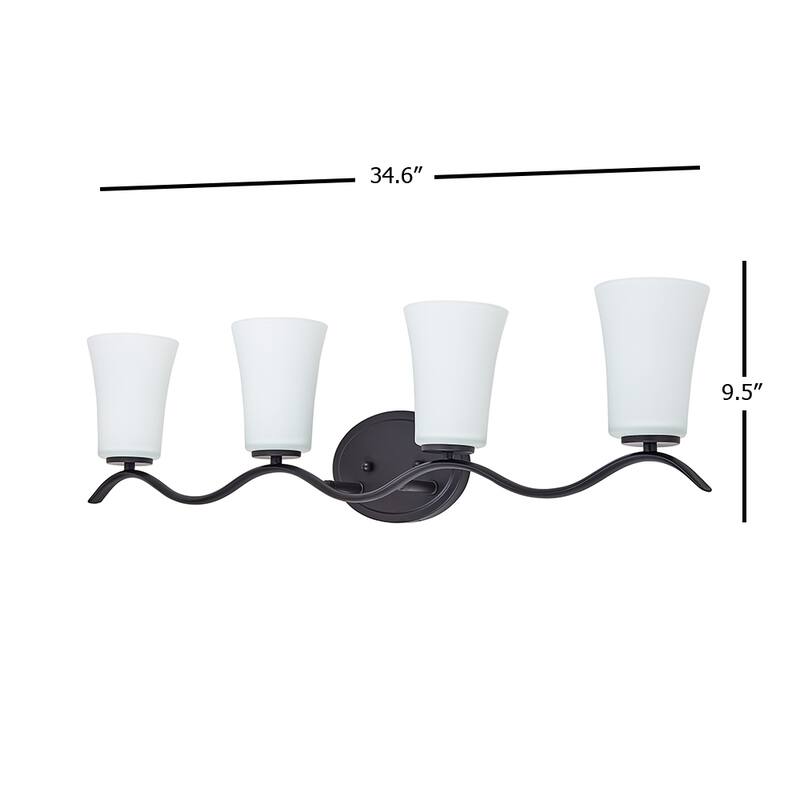 4 Lt Mount Bathroom light with white glass and gold finish