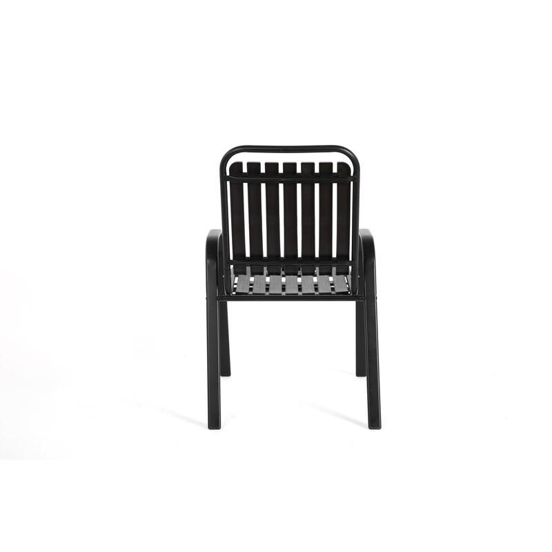 5 Piece Outdoor Dining Table Set, All Weather Outdoor Table and Chairs Set with Square Metal Dining Table with Plastic Chair
