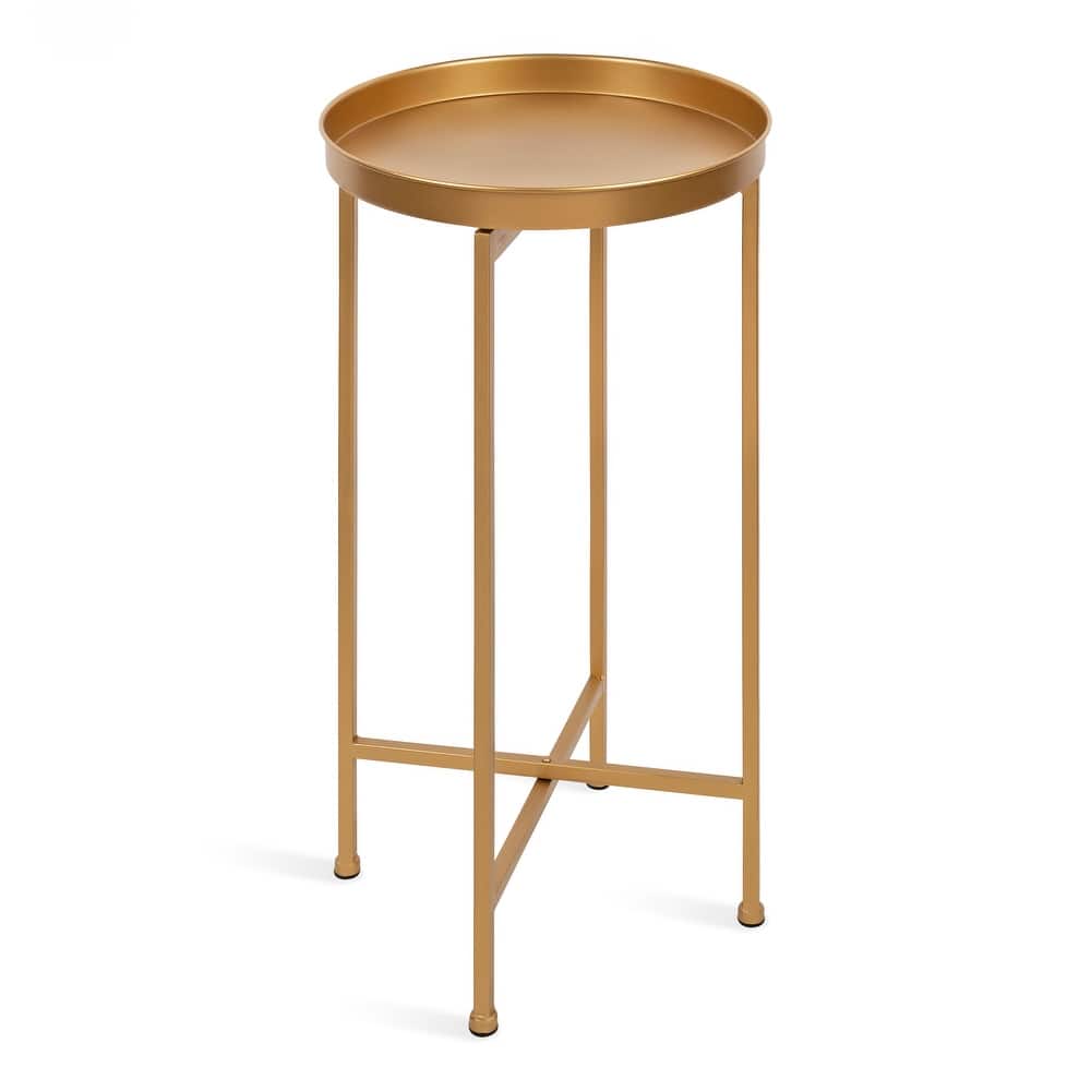 Kate and Laurel Celia Round Foldable Metal Accent Table - 14x14x26