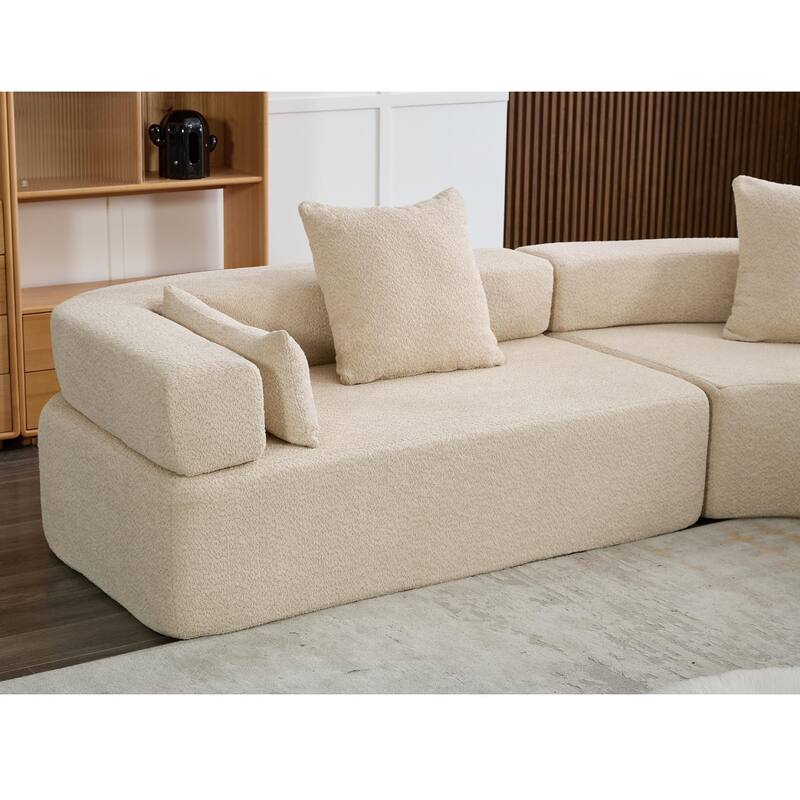 111" Oversized Boucle Upholstered L-Shaped Corner Modular Sectional Sofa, 3-piece Free Combination, No Assembly Required