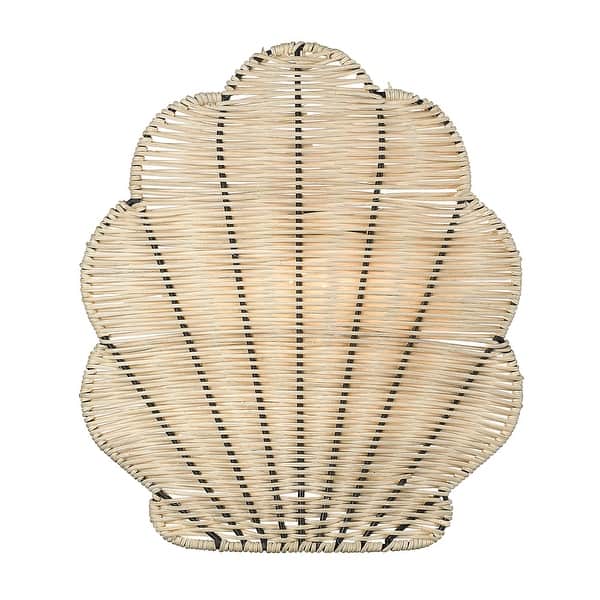 slide 1 of 5, Malia 1 Light Wall Sconce - Matte Black with Natural Wicker - Matte Black with Natural Wicker