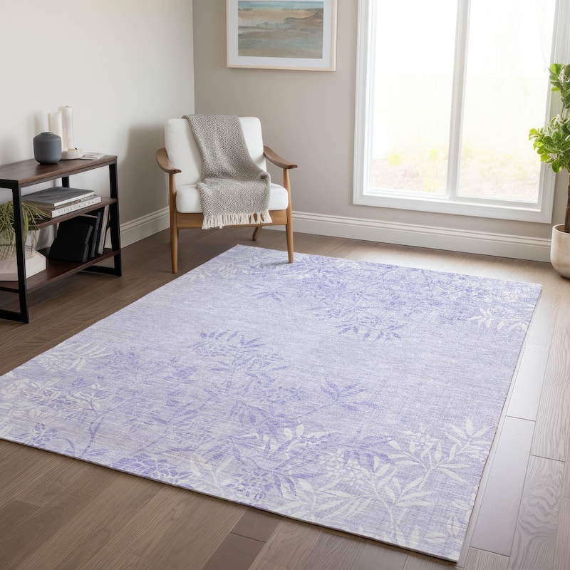 Machine Washable Indoor/ Outdoor Chantille Modern Garden Rug - Lilac - 2'6" x 3'10"