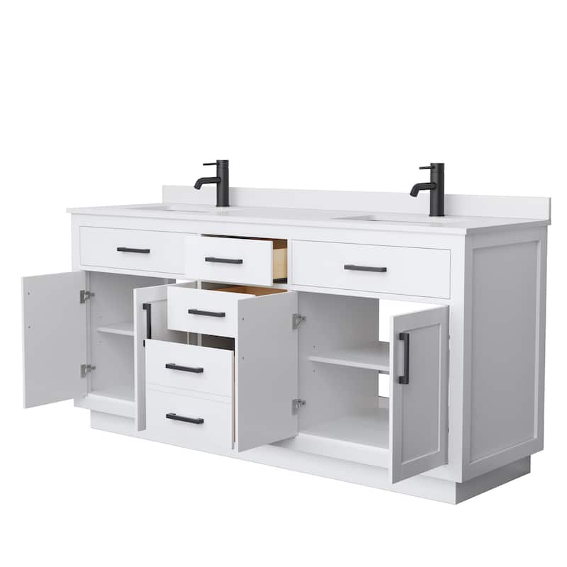 Beckett TK 72-inch Double Vanity, Cultured Marble Top