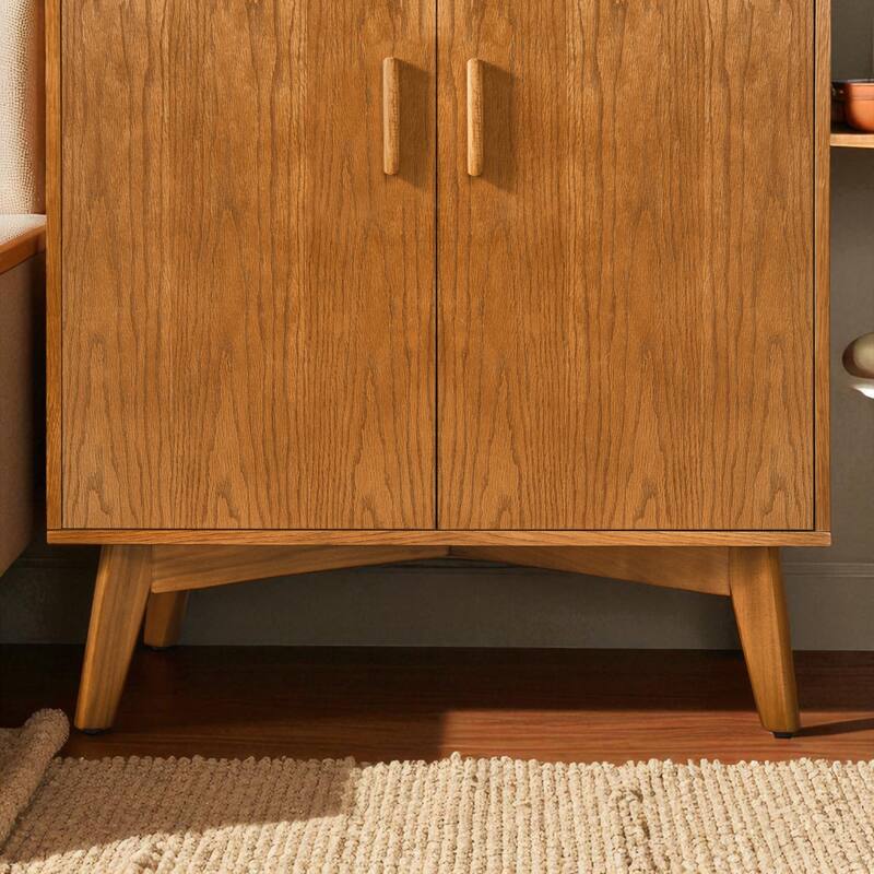 Rustic 31.5" Wine Cabinet with Wine Glass Holders, Wine Rack, and Adjustable Shelf for Coffee Bar, Kitchen Storage