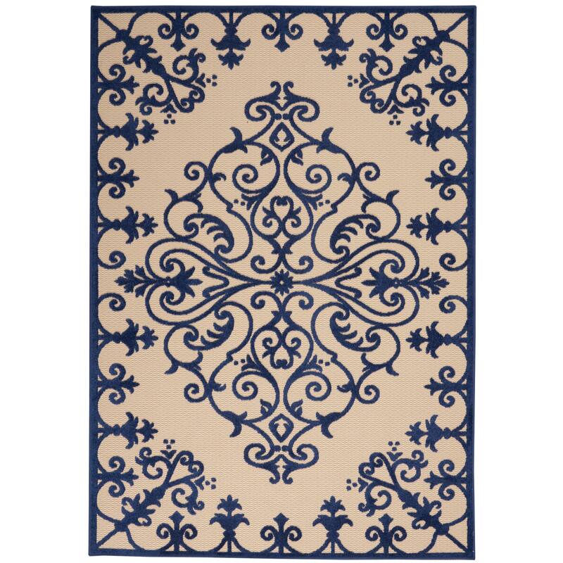 Nourison Aloha Modern Medallion Scroll Indoor / Outdoor Area Rug