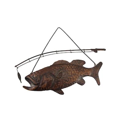 Rustic Finish Largemouth Bass Metal Wall Hanging
