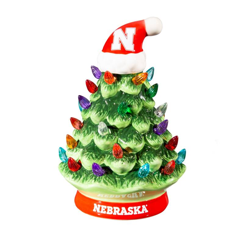 8" LED Ceramic Tabletop Christmas Tree, University of Nebraska
