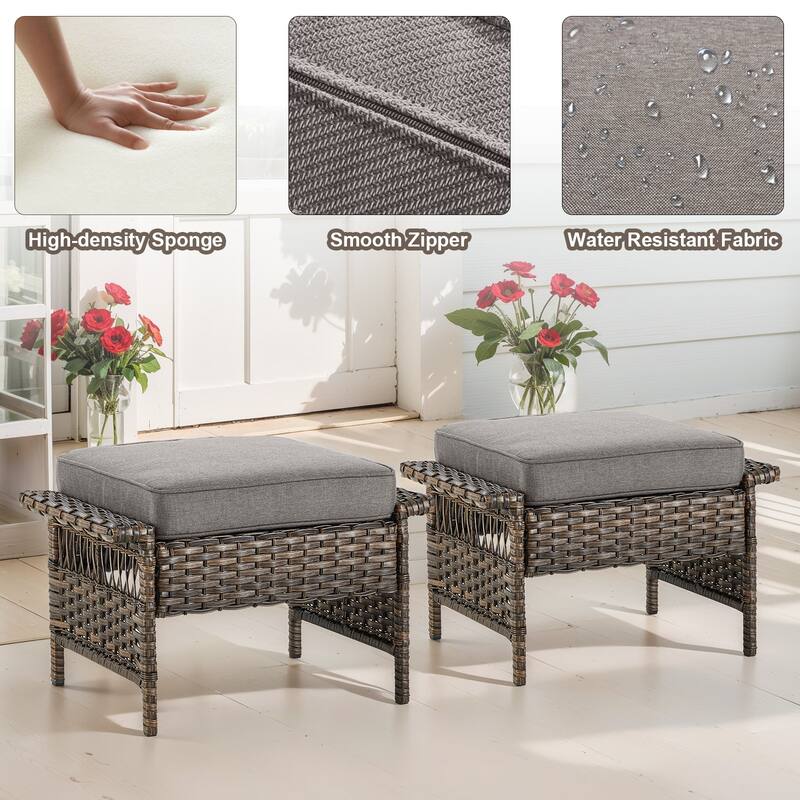 Gymojoy 360° Swivel Rocking Chairs set with Ottomans - Brown