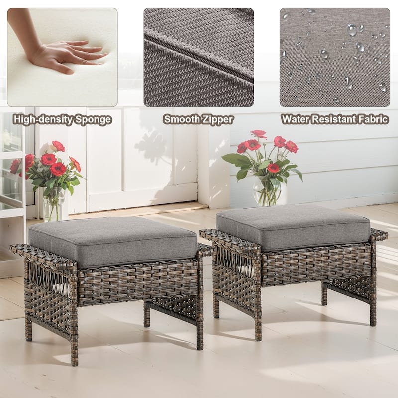 Gymojoy 6 Pieces Outdoor Patio Chair with Sofa Set - Brown