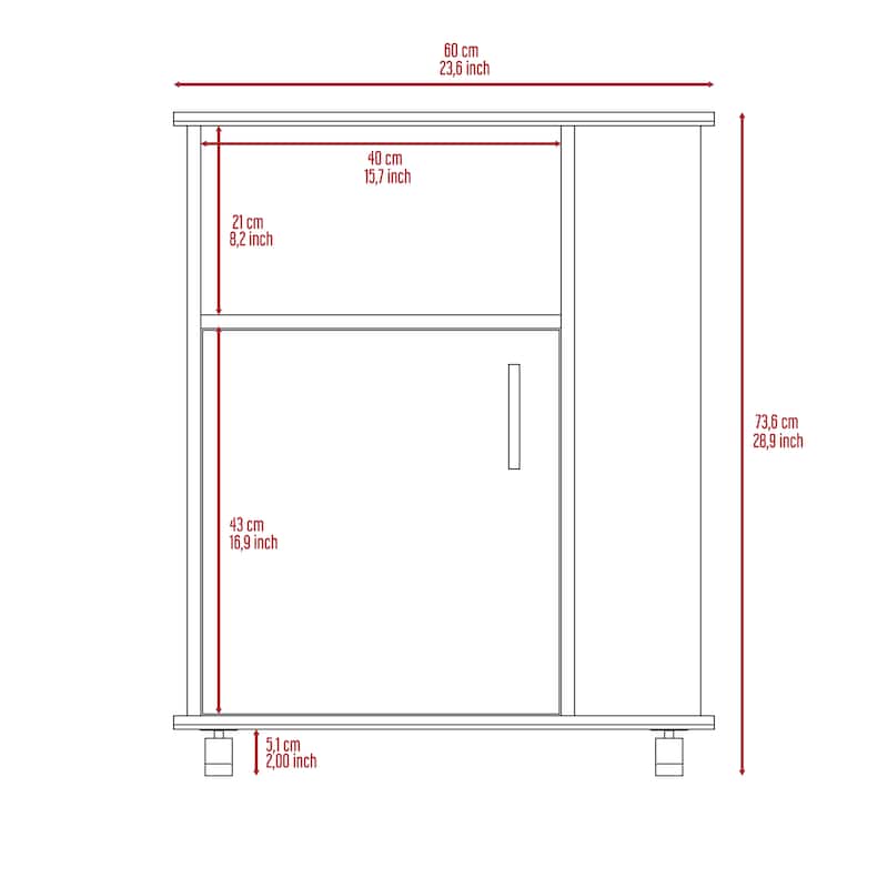 Kit Lower Microwave Cabinet, Single Door, Three Side Shelve -White