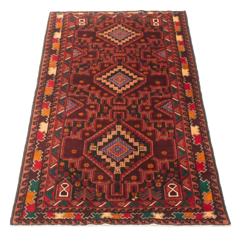 ECARPETGALLERY Hand-knotted Teimani Burgundy Wool Rug - 3'7 x 7'0