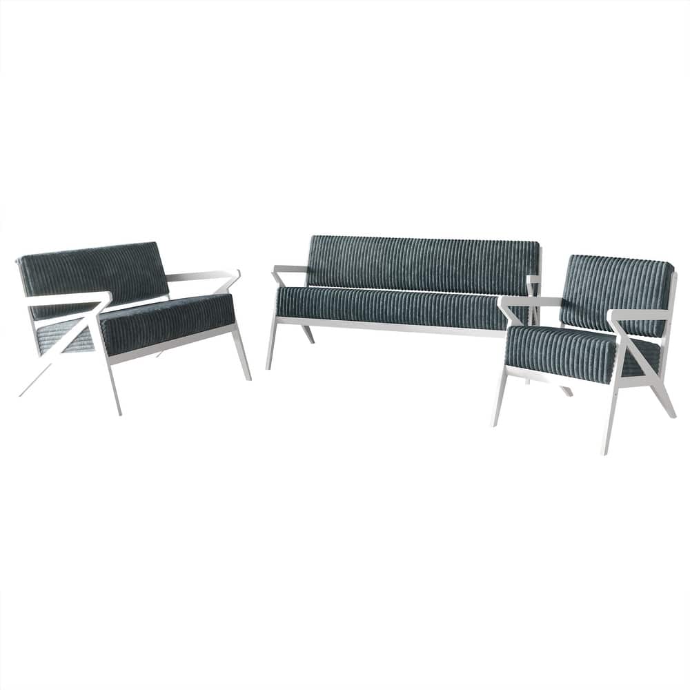 CraftPorch Chic Modern Velvet 3-Piece Upholstered Living Room Set