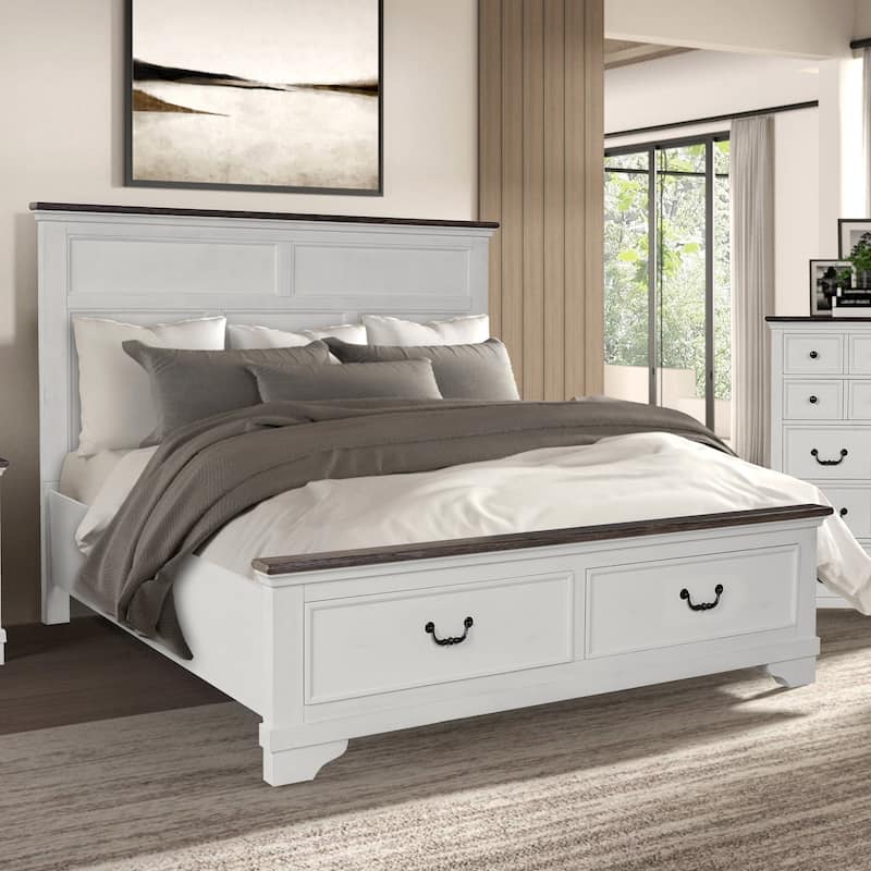 Furniture of America Eryndor Modern White Solid Wood Platform Bed - Queen