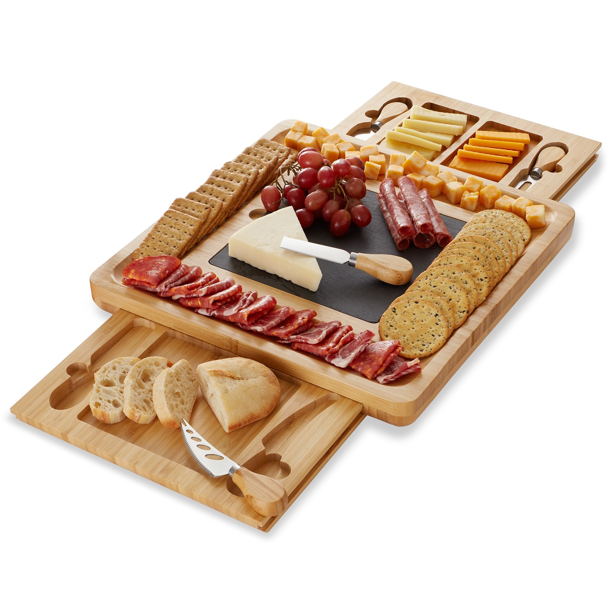 https://ak1.ostkcdn.com/images/products/is/images/direct/a89c76ce81fb3d86561ea372006aa92da44c749c/Bamboo-Cheese-Board-and-Knife-Set-with-Slate-Center-by-Casafield.jpg