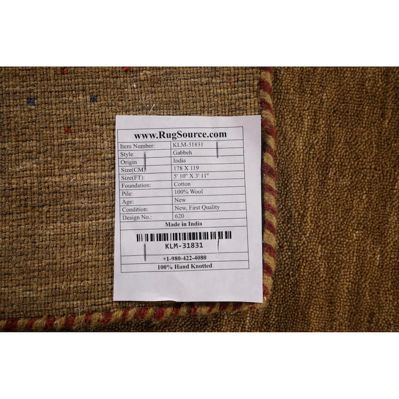 Little Animals Design Gabbeh Accent Rug Hand-Knotted Wool Carpet - 3'11"x 5'10"