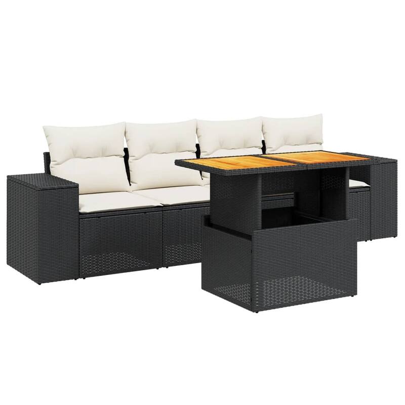 vidaXL Patio Sofa Set with Cushions Sectional Lounge Sofas 5 Piece Poly Rattan - 21.7 x 39.4 x 28.7